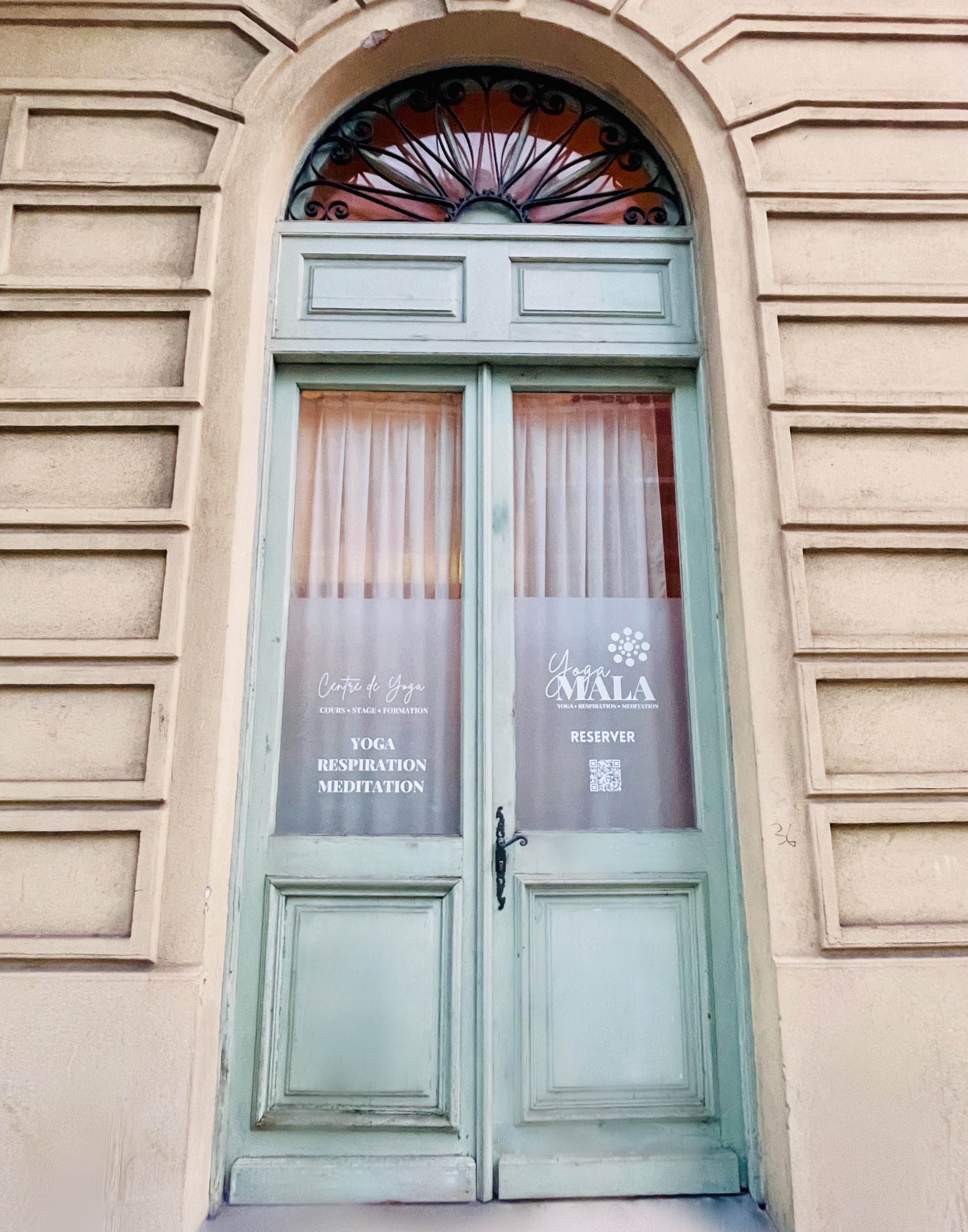 The entrance of Yoga Mala studio in Nice